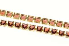 14K Yellow Gold Square Princess Garnet Classic Statement Bracelet