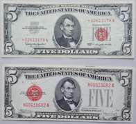 $ 5 1928 E & 1963  Star US Notes