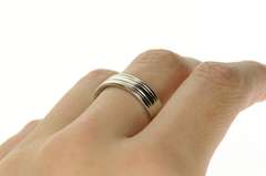 14K White Gold 5.9mm Grooved Classic Men's Wedding Band Ring