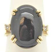Cabochon Onyx With Diamond Accents Ring in 14kt Gold