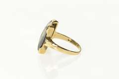 10K Yellow Gold Carved Hematite Intaglio Retro Statement Ring