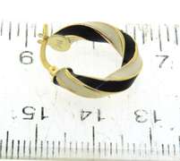 Fancy 18kt Black and White Enamel Twisted Hoop