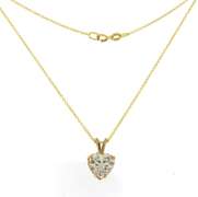 Fabulous Yellow Gold CZ Heart Shaped Pendant on Chain