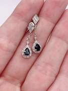 14kt Gold, Blue Sapphire, & Diamond Earrings