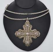 Stunning Vintage Sterling and Sterling Silver Cross Chain Necklace