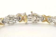 10K GOLD BEAUTIFUL TWO TONE LADIES DIAMOND BRACELET.