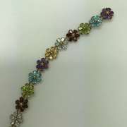 14K Multi-Gemstone Flower Motif Bracelet