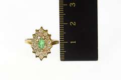 14K Yellow Gold 0.58 Ctw Marquise Emerald Diamond Halo Ring