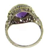 Wonderful White Gold Amethyst and Seed Pearl Ring