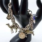 Souvenir Sterling and Pewter Charm Chain Bracelet