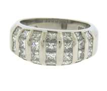 Modern Platinum Princess Cut Diamond Bar Set Band