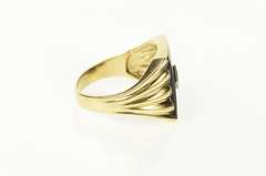 10K Yellow Gold Retro Black Onyx Diamond Statement Ring