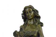 Nude Girl Holding Her Bird Bronze Sculpture