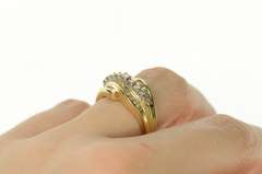 14K Yellow Gold 1.00 Ctw Wavy Diamond Tiered Statement Ring