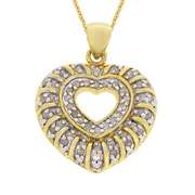 18k Gold over Silver 1/2 ct. TDW Genuine Diamond Heart Pendant
