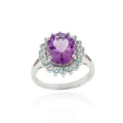 Sterling Silver Oval Amethyst and Blue Topaz Cocktail Ring