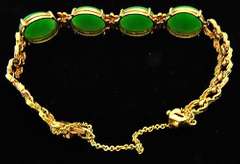 18kt Gold Jade Bracelet, 21.2 grams.