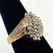 Pretty 14kt Yellow Gold Round Diamond Cluster Ring