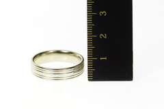 14K White Gold 5.9mm Grooved Classic Men's Wedding Band Ring