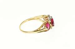 10K Yellow Gold Three Stone Heart Ruby Diamond Accent Ring