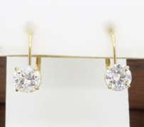 Diamond Solitaire Lever Back Earrings