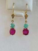 14kt Solid Gold, Ruby, & Emerald Earrings