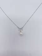 14kt White Gold, Diamond & Pearl Necklace