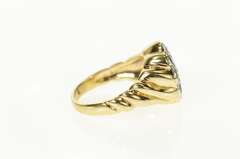 14K Yellow Gold 0.30 Ctw Emerald Retro Twist Statement Ring