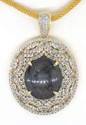 Blindingly Sparkly Huge 50.0CTS Natural Star Ruby & White Sapphire Necklace in Vermeil