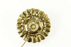 14K Yellow Gold Victorian Scalloped Blue Enamel Opal Pendant/Pin