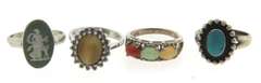 Lot of 4 Sterling Silver Gemstone Rings