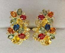Stunning 14kt Gold, Sapphire & Diamond Earrings