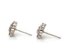 Glittering Platinum Round Brilliant Cut Diamonds & Moissanite Mixed Cluster Earrings