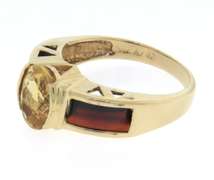 Beautiful Yellow Gold Oval Citrine and Garnet Ring