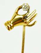 Antique 14K Hand & Diamond Stick Pin