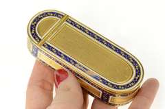18K Yellow Gold Victorian Elaborate Enamel Oval Hinged Trinket Box
