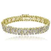 Gold Tone 1 Carat Diamond Chevron Bracelet