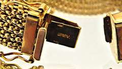 14 CARAT YELLOW GOLD 5 ROW TWISTED POPCORN BRACELET.