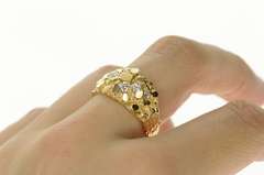 14K Yellow Gold Men's Textured Nugget Cluster Statement Ring
