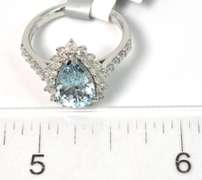 Exquisite Aquamarine & Diamond Ring in 14KT White Gold