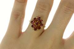 14K Yellow Gold Oval Garnet Diamond Statement Cocktail Ring