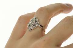 10K White Gold Ornate Filigree Diamond Elaborate Statement Ring