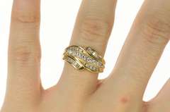 14K Yellow Gold 1.00 Ctw Wavy Diamond Tiered Statement Ring