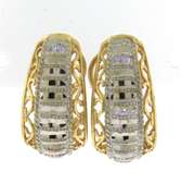 Plesing Yellow Gold Fretwork Hoop Earrings