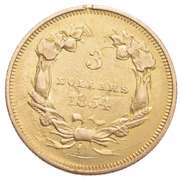 1854-O $3.00 Indian Princess Head Gold Three Dollars - Circulated