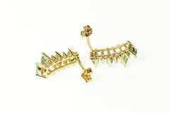 10K Yellow Gold Marquise Emerald Diamond Accent Semi Hoop Earrings