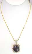 Amazing Colossal 33.00CTS of Art Deco Cabochon Star Ruby & White Sapphire Necklace in Vermeil