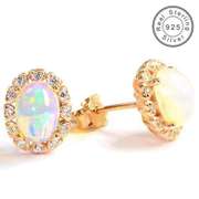 ETHIOPIAN OPAL & WHITE SAPPHIRE 1.20 CT ETHIOPIAN OPAL STERLING SILVER EARRINGS