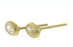 Charming 18kt Bezel Set Oval CZ Earrings