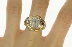 10K Yellow Gold Round Retro Classic Diamond Cluster Ring